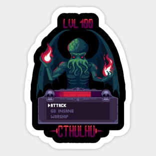 Pixelated Peril: Cthulhu's Retro Boss Battle Sticker